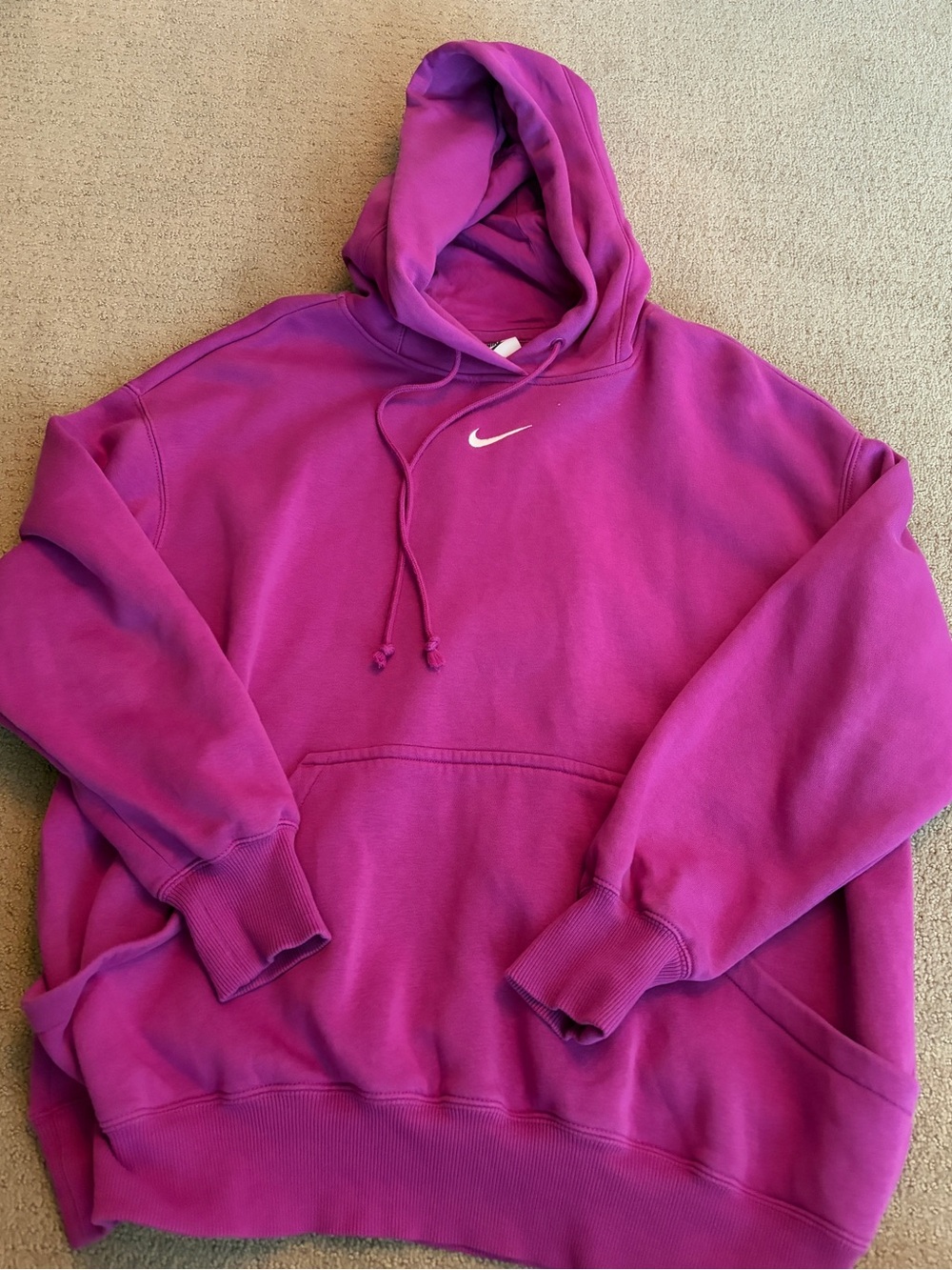 Nike Men’s Magenta Pullover Hoodie with White Swoosh